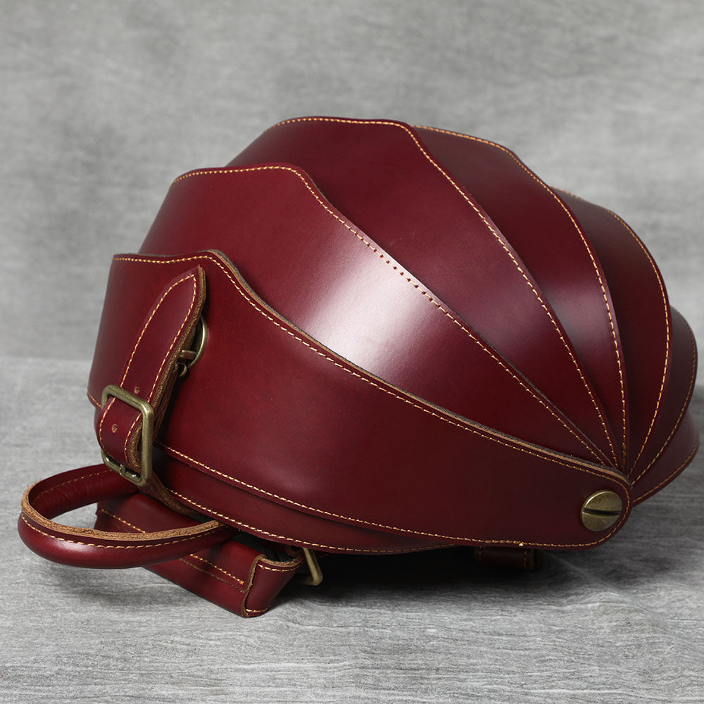 Handmade Leather Beetle Cyclus Pangolin Backpack Small Size 9874-1-Leather Backpack-Wine Red-Free Shipping Leatheretro