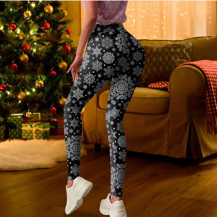 Merry Christmas Elastic High Waist Leggings-Pants-Black-S-Free Shipping Leatheretro