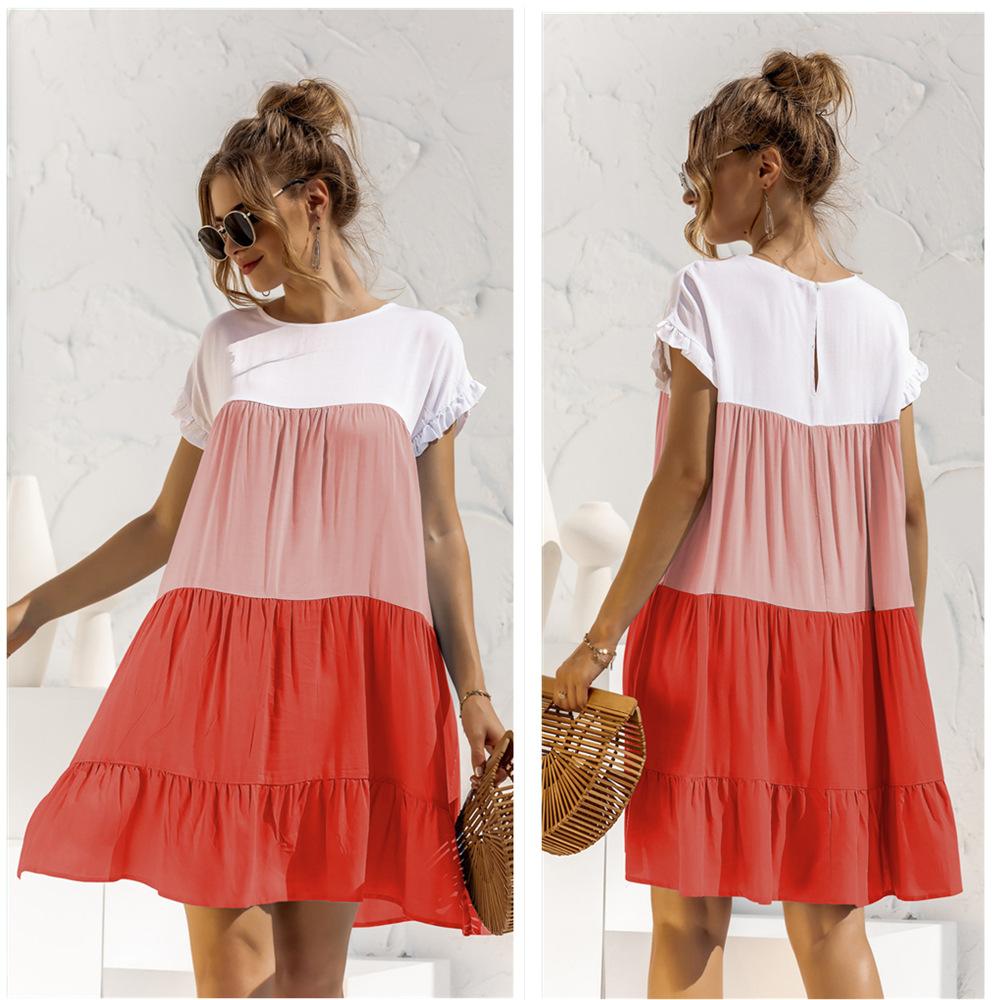 Summer Leisure Ruffled Daily Short Dresses-Mini Dresses-Khaki-S-Free Shipping Leatheretro