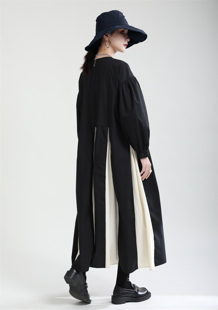 Women Black&white Fall Long Cozy Dresses-Cozy Dresses-Black-One Size-Free Shipping Leatheretro