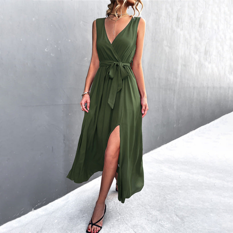 Sexy Sleeves Long Dresses-Dresses-Army Green-S-Free Shipping Leatheretro