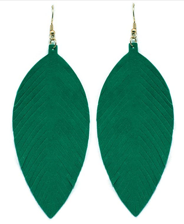 Leaves Designed Tassels Pu Leather Women Earrings-Earrings-22-Free Shipping Leatheretro