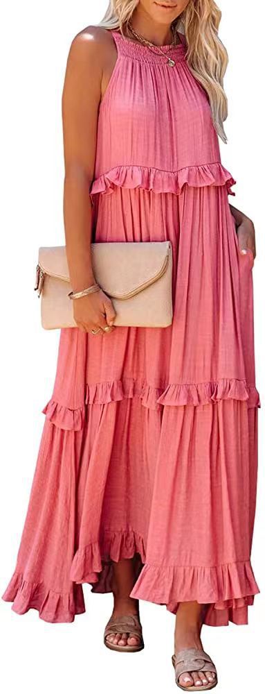 Summer Irregular Design Long Holiday Dresses-Dresses-Pink-S-Free Shipping Leatheretro