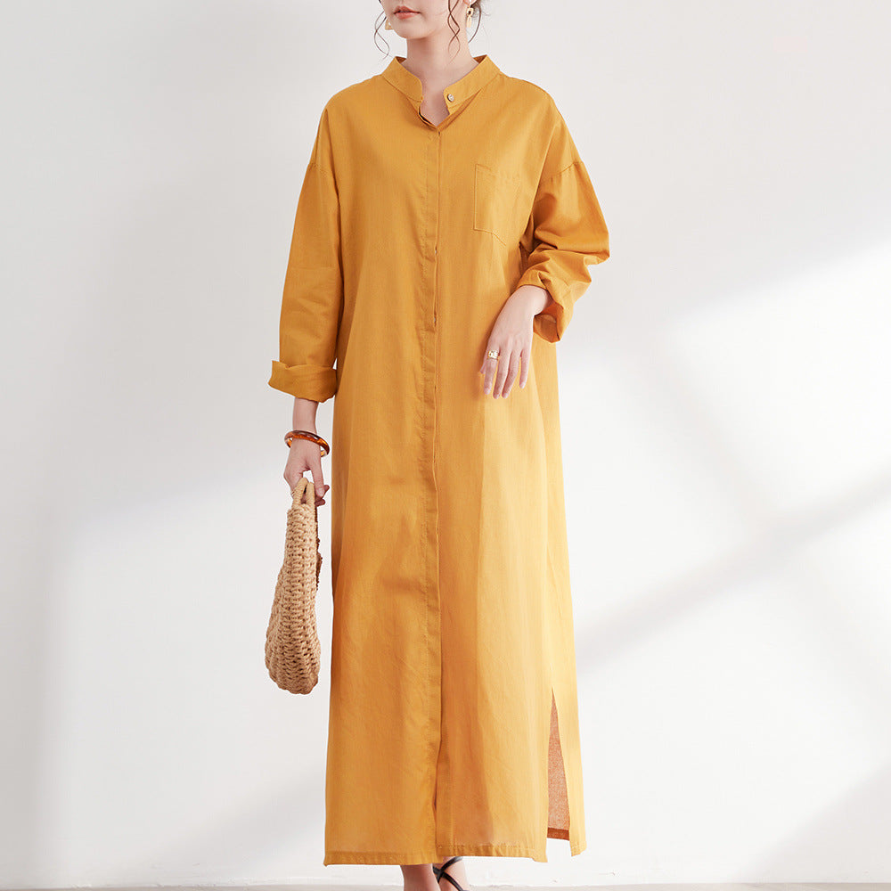 Casual Women Cozy Long Shirts Dresses-Dresses-Yellow-One Size-Free Shipping Leatheretro