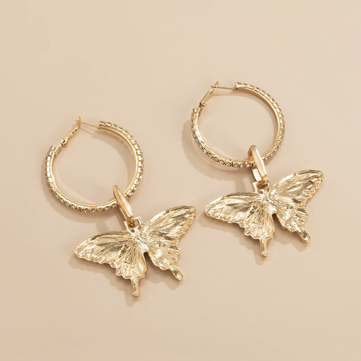 Fashion Butterfly Designed Hoop Earring for Women-Earrings-Golden-Free Shipping Leatheretro