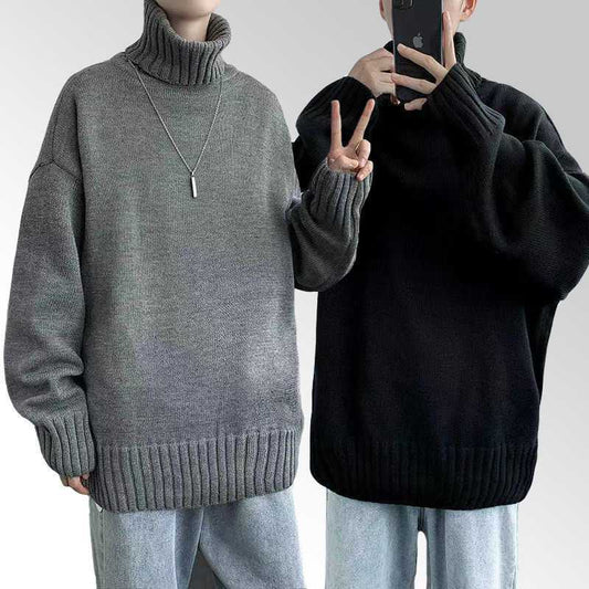 Winter Turtleneck Knitting Pullover Sweaters for Men-Sweater&Hoodies-Black-M 45-55kg-Free Shipping Leatheretro