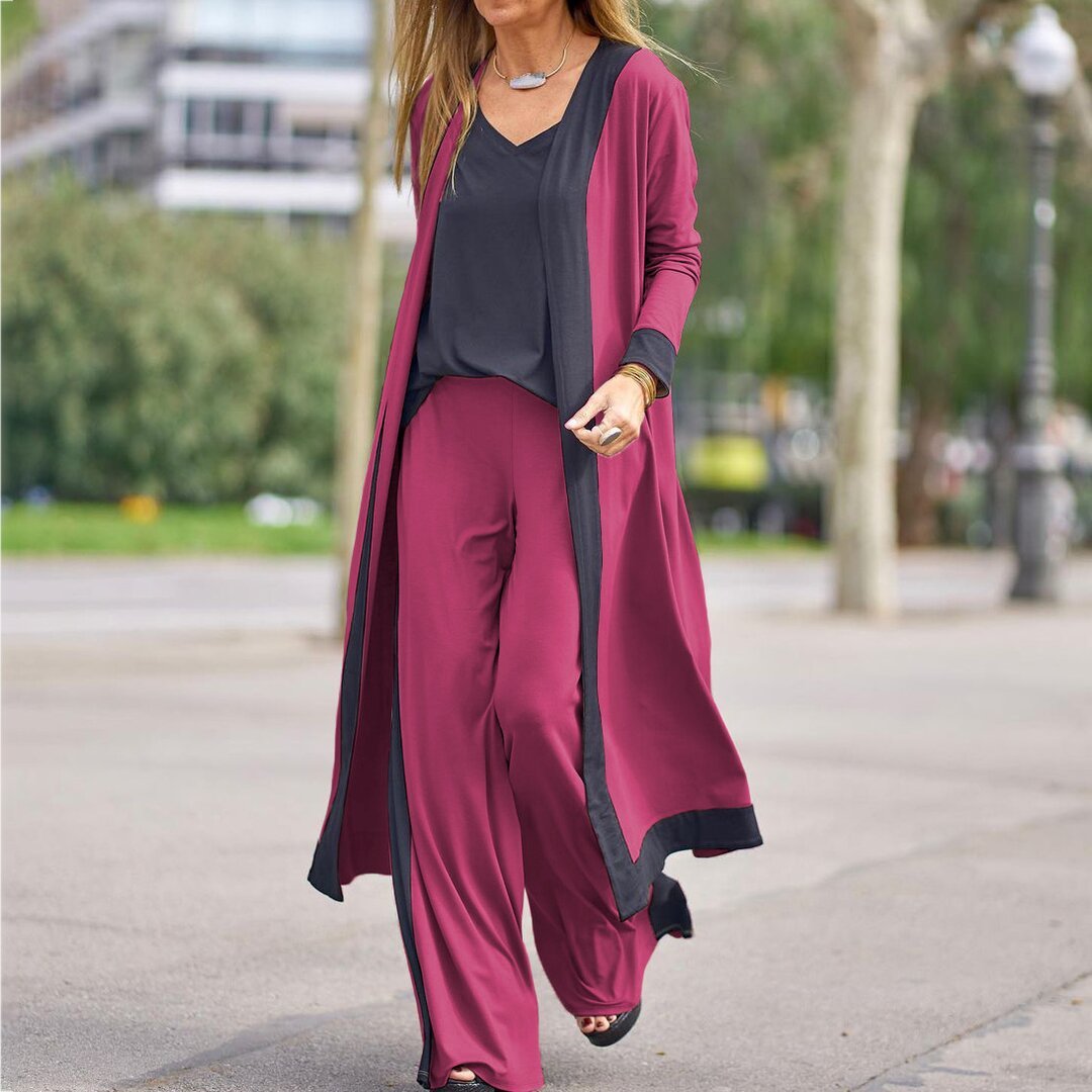 Casual Fashion Loose Women Fall 3pcs Outfits-Women Suits-Red-S-Free Shipping Leatheretro