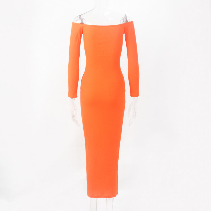 Sexy Off The Shoulder Backless Long Dresses-Dresses-Orange-S-Free Shipping Leatheretro