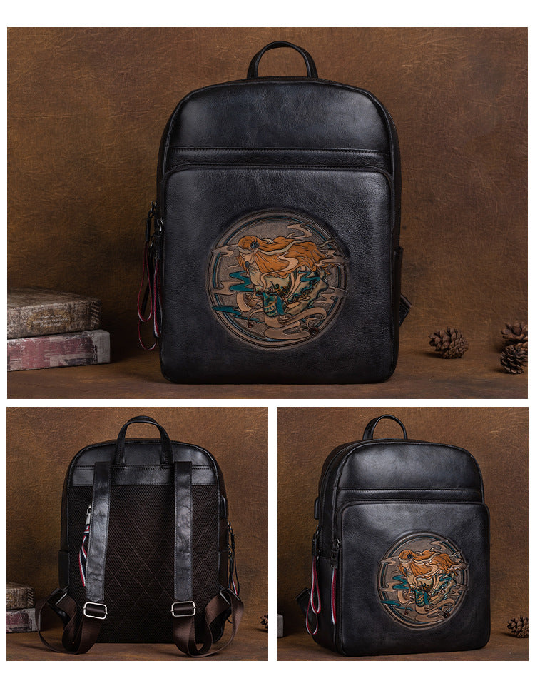 Vintage Cowhide Handmade Leather Laptop Backpack 9772-Backpacks-Brown-Free Shipping Leatheretro