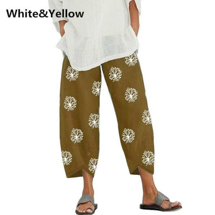 Casual Floral Print Summer Pants for Women-Pants-A-S-Free Shipping Leatheretro