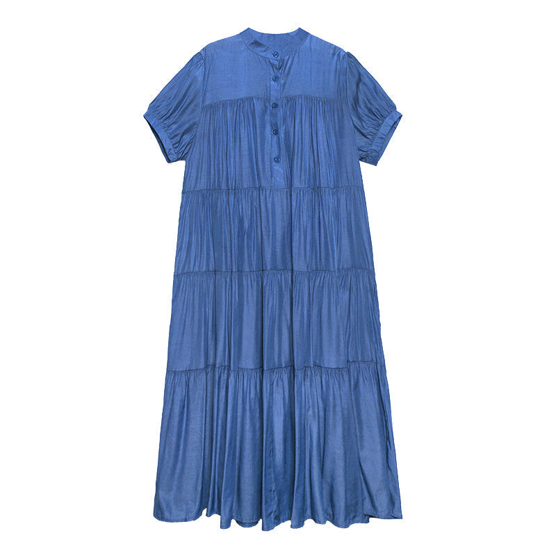 Summer Plus Sizes Women Long Cozy Dresses-Dresses-Blue-One Size-Free Shipping Leatheretro