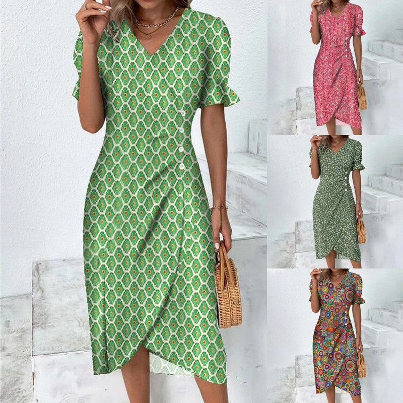 Casual Summer Irregular Summer Daily Dresses-Dresses-Rose Red-S-Free Shipping Leatheretro