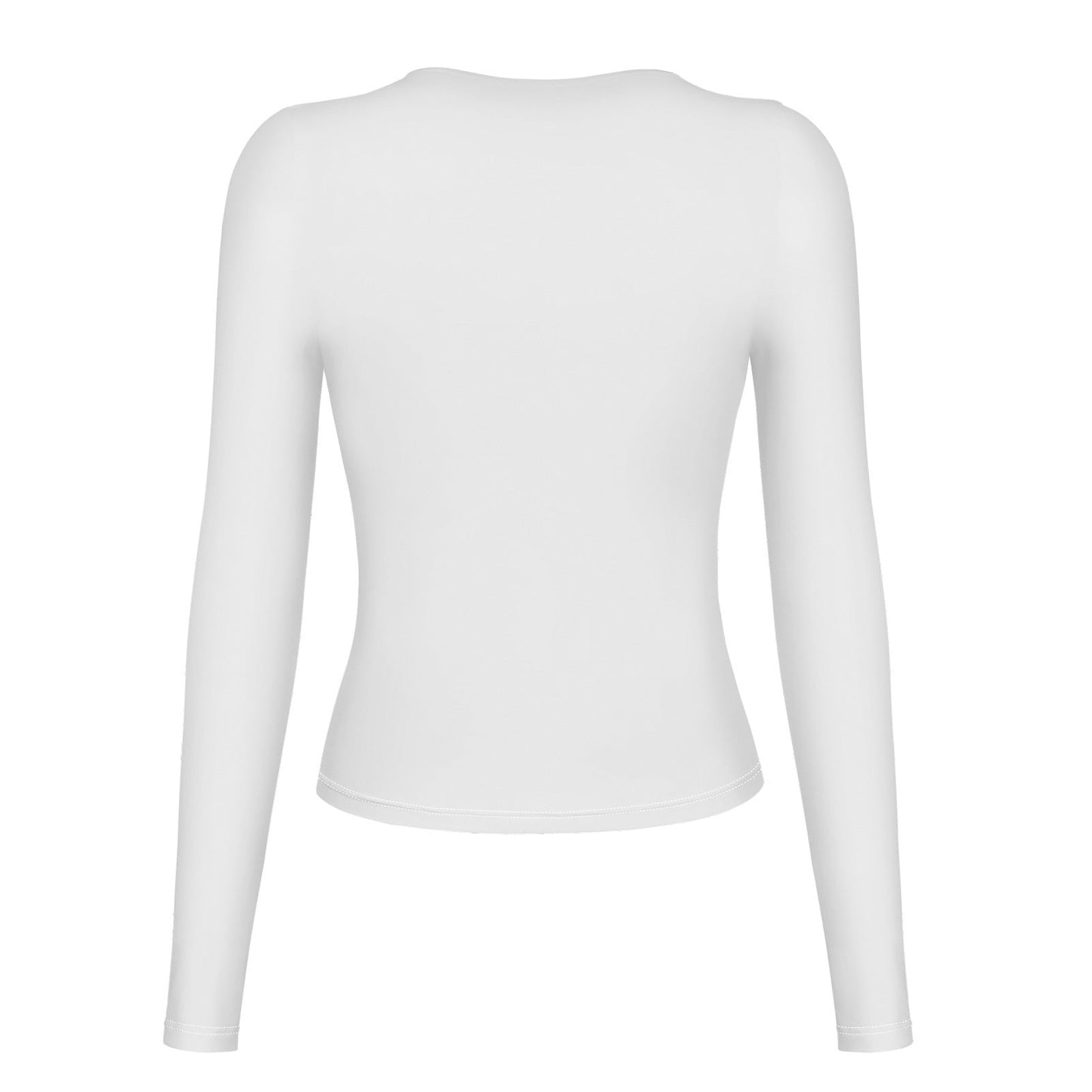 Fashion Midriff Baring Long Sleeves Tight T Shirts-Shirts & Tops-White-S-Free Shipping Leatheretro