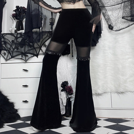 Sexy Black Net High Waist Trumpet Pants-Pants-Black-S-Free Shipping Leatheretro