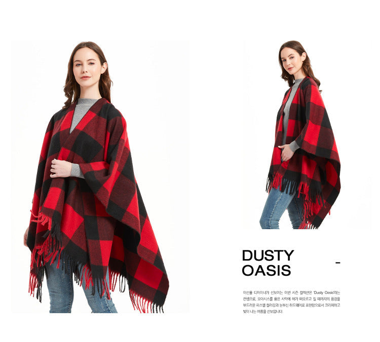 Winter Tassels Shawls Cape for Women-capes-SH11-01-160cm-Free Shipping Leatheretro