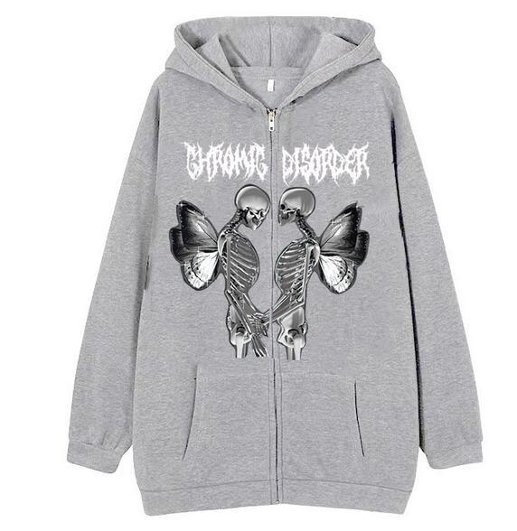 Street Design Hoodies for Women-Outerwear-Gray-S-Free Shipping Leatheretro