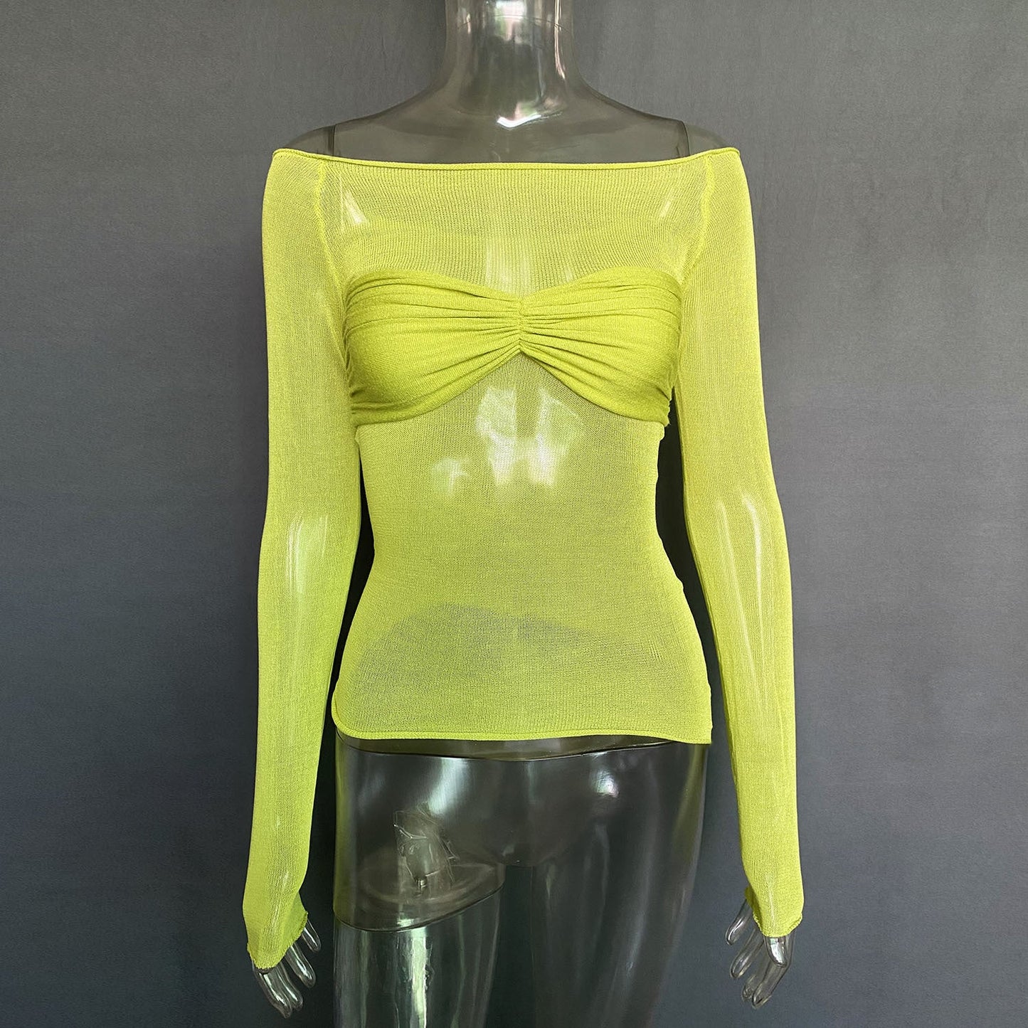 Sexy Off The Shoulder See Through Women Tops-Shirts & Tops-Green-S-Free Shipping Leatheretro