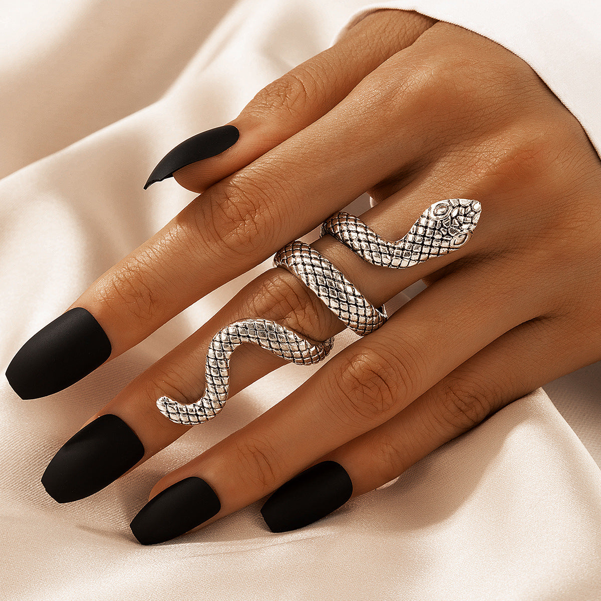 Vintage Cool Snake Shape Rings for Women 4pcs/set-Rings-White-Free Shipping Leatheretro