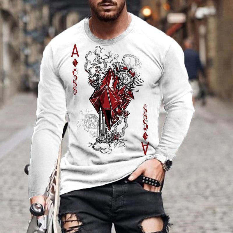 Casual Men Poke Design Long Sleeves T Shirts-Men's T Shirts-1-S-Free Shipping Leatheretro