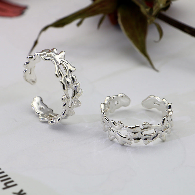 Luxury Irregular Open End Sterling Silver Rings-Rings-The same as picture-Open-end-Free Shipping Leatheretro
