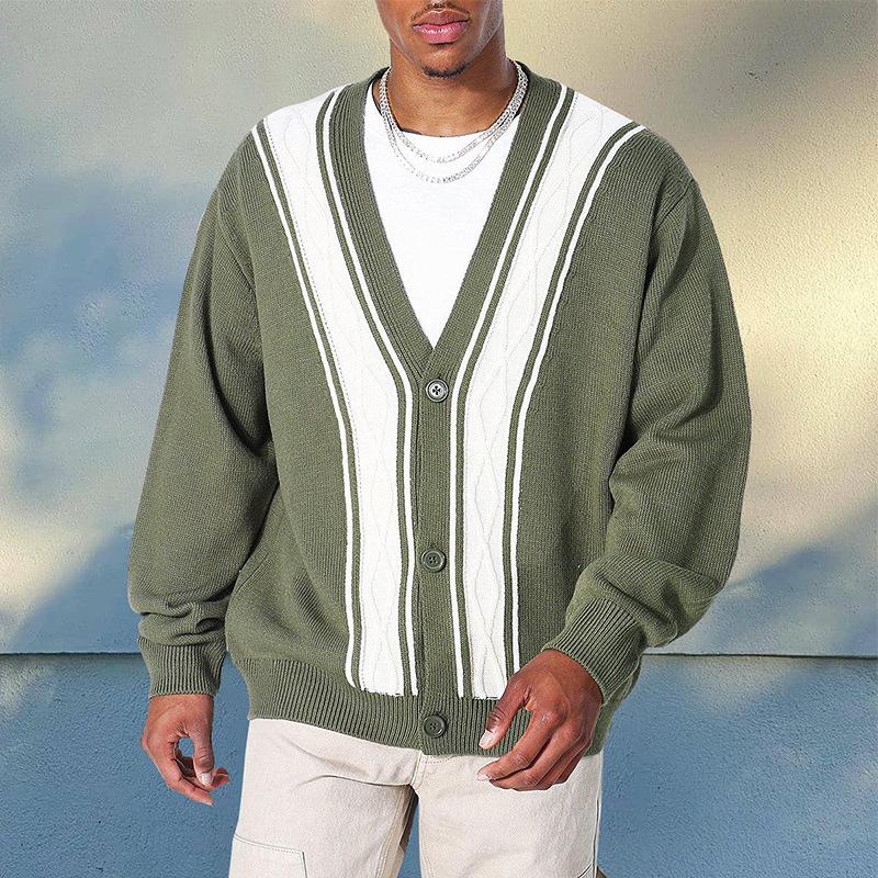 Casual Men Knitted Fall Cardigan Sweaters-Men Cardigans-Green-S-Free Shipping Leatheretro