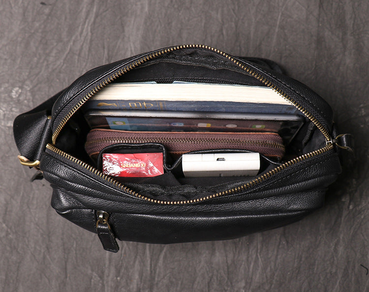 Cowhide Leaher Shoulder Bags for Men 10089-Handbags, Wallets & Cases-Black-Free Shipping Leatheretro