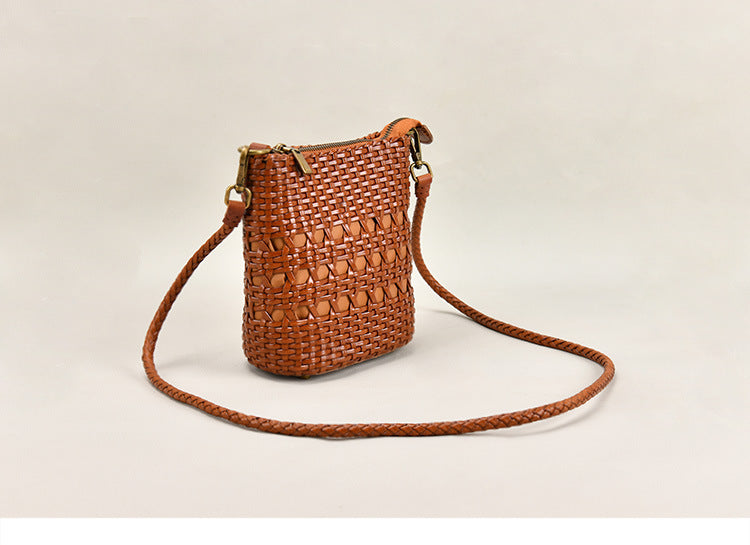 Special Design Woven Leather Bags for Women 8088-Handbags, Wallets & Cases-Brown-Free Shipping Leatheretro