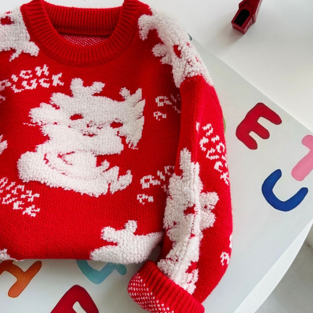 Lovely Knitted Kid's Pullover Sweaters-Shirts & Tops-Red-90cm-Free Shipping Leatheretro