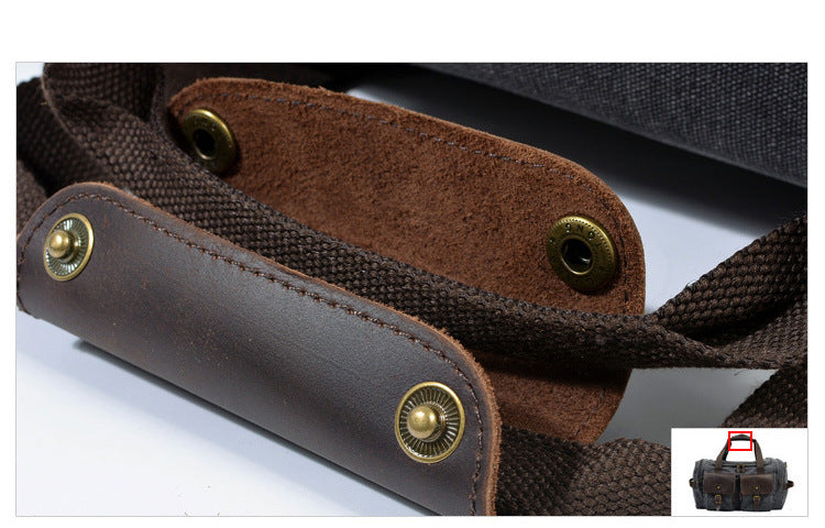 Casual Men's Large Storage Leather Canvas Traveling Duffle Bags 9133-Leather Canvas Duffle Bag-Coffee-Free Shipping Leatheretro