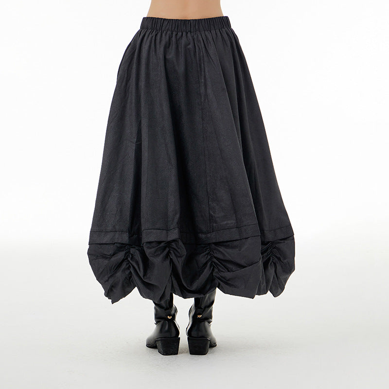 Designed Pleated Plus Sizes Skirts for Women-Skirts-Black-One Size-Free Shipping Leatheretro