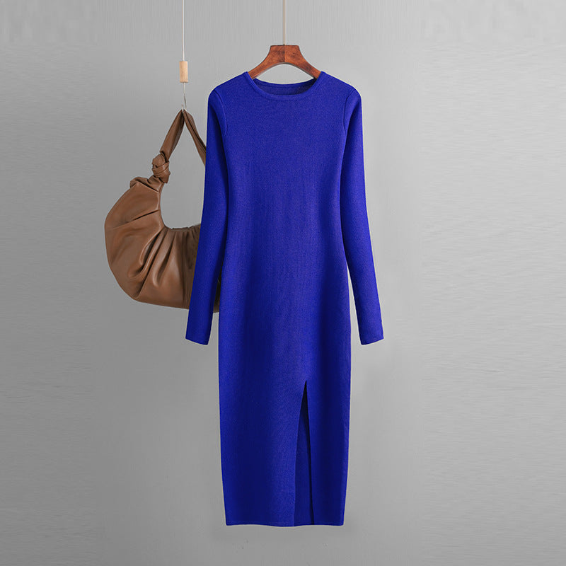 Sexy Knitted Long Bodycon Dresses-Dresses-Blue-One Size-Free Shipping Leatheretro