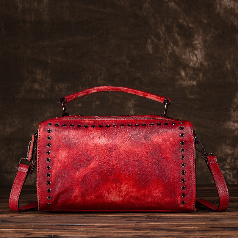 Vintage Large Storage Handmade Leather Handbags 2011-Leather Handbags for Women-Red-Free Shipping Leatheretro