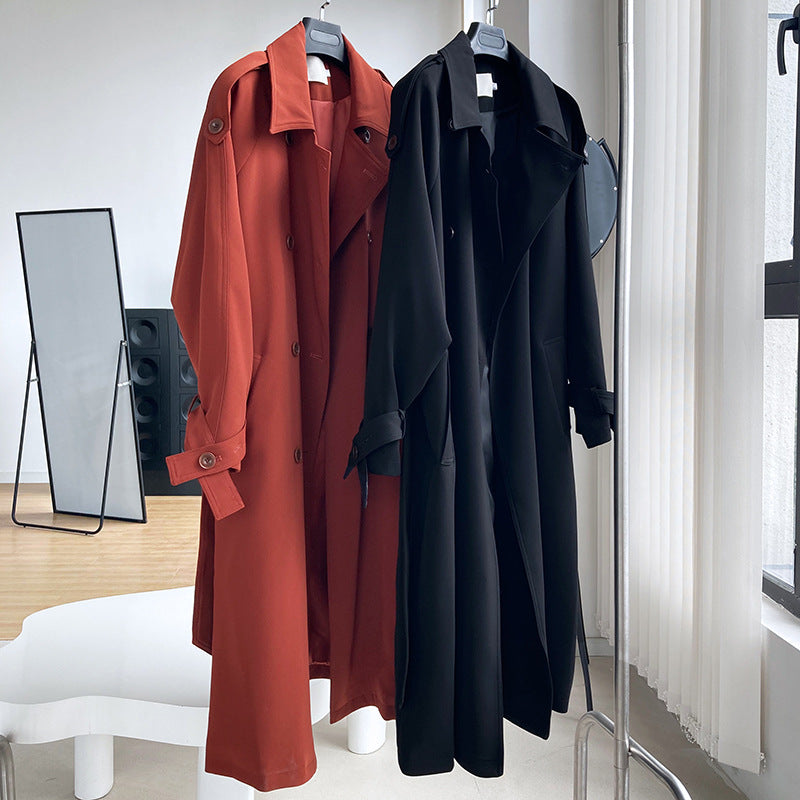 Fashion Loose Long Trench Coats for Women-Coats & Jackets-Black-S-Free Shipping Leatheretro