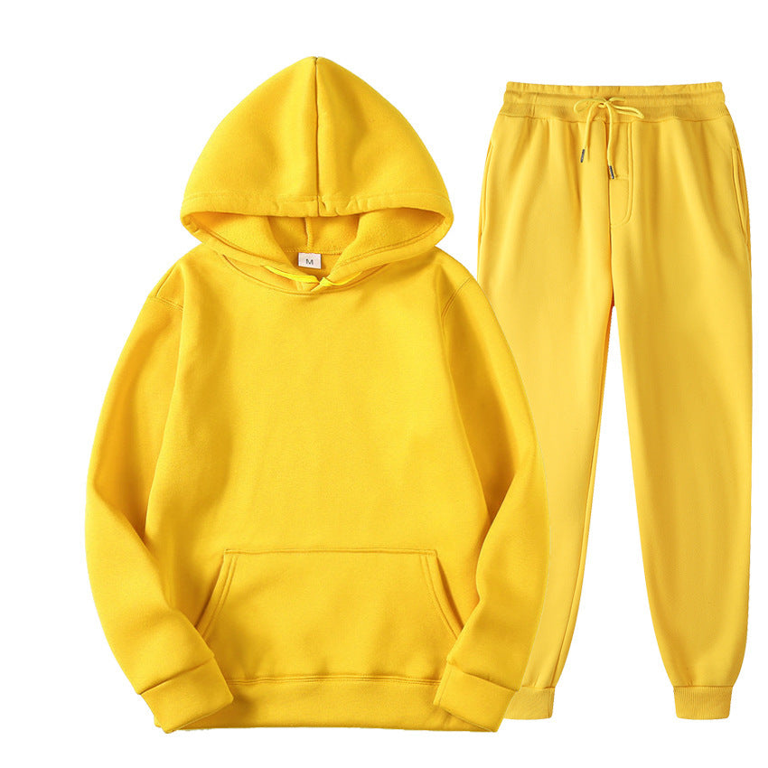 Casual Pullover Hoodies and Sports Pants Sets for Women and Men-Suits-Yellow-S-Free Shipping Leatheretro