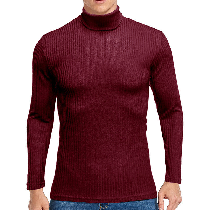 Fall Turtleneck Long Sleeves Knitted Sweaters-Shirts & Tops-Wine Red-S-Free Shipping Leatheretro