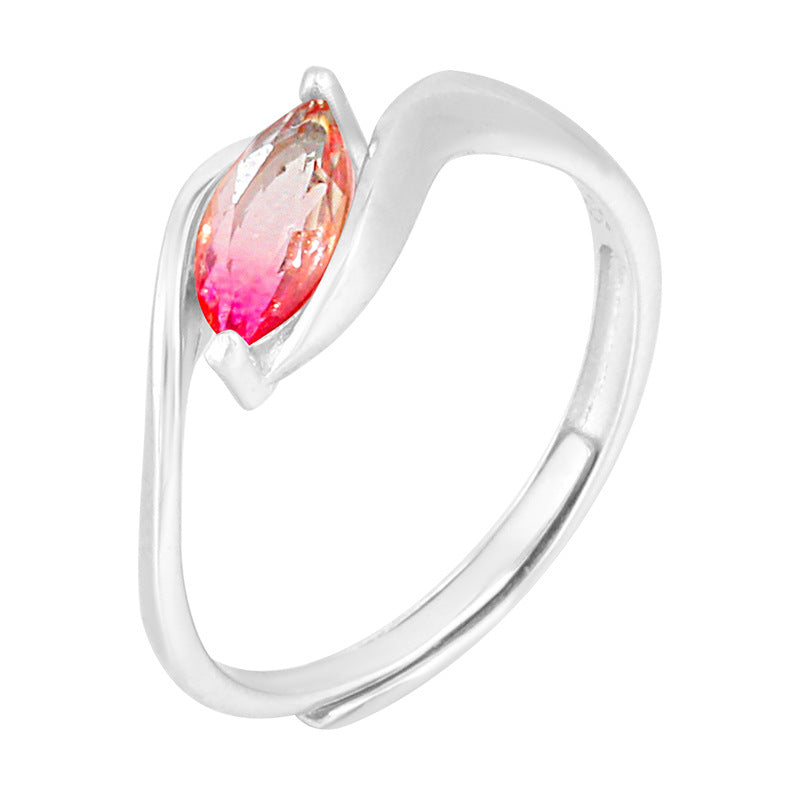 Fashion Colorful Sterling Silver Rings for Women-Rings-TJ1645-Pink-Open-end-Free Shipping Leatheretro