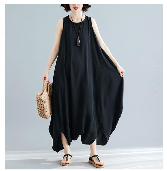 Summer Harem Wide Loose Plus Size Jumpsuits-One Piece Suits-Black-One Size-Free Shipping Leatheretro