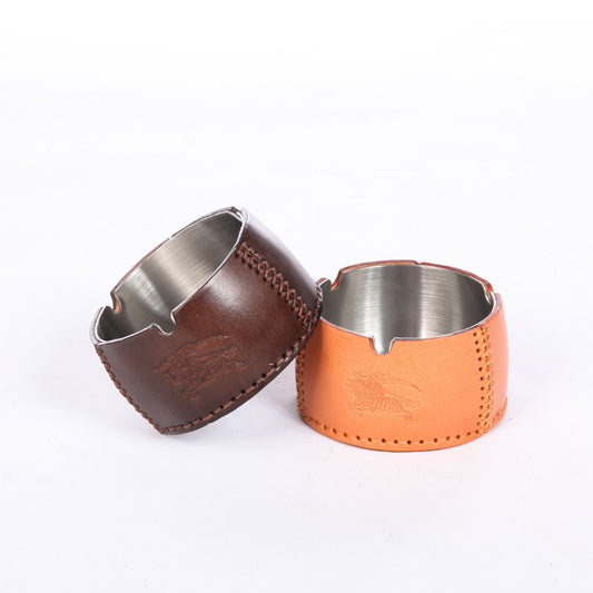 Handmade Leather Round Shape Ashtray-A-Free Shipping Leatheretro