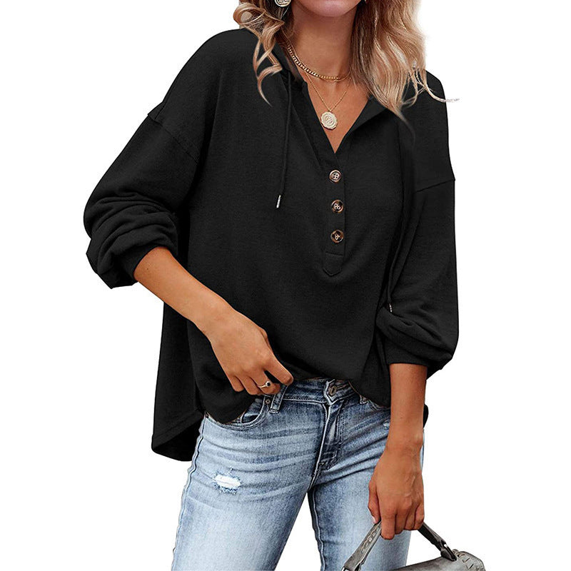 Casual Long Sleeves Hoodies Shirts for Women-Shirts & Tops-Black-S-Free Shipping Leatheretro