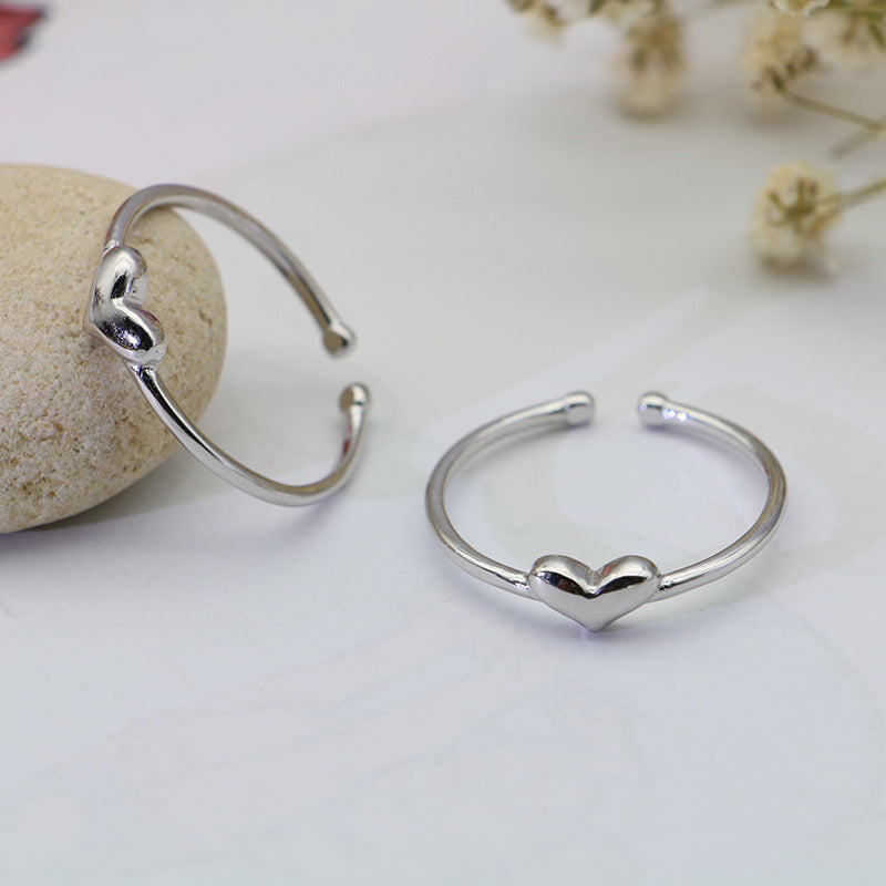 Simple Heart Shape Design Sterling Silver Rings for Women-Rings-The same as picture-Open-end-Free Shipping Leatheretro