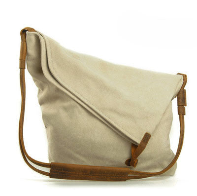 Vintage Women Crossbody Leather Canvas Bags-Leather Canvas Bag-Khaki-Free Shipping Leatheretro