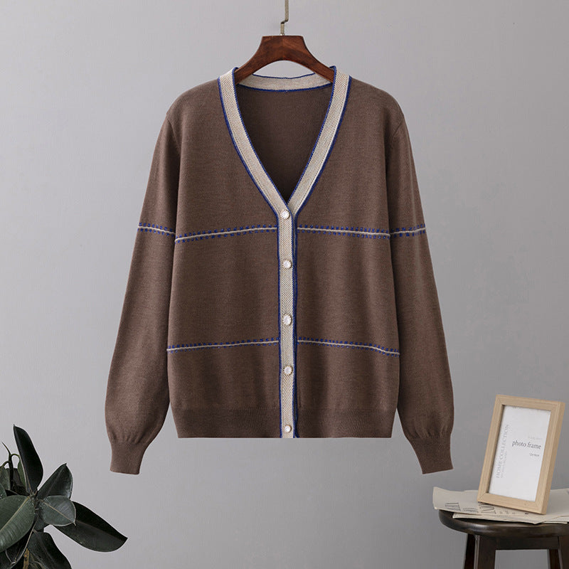 Vintage Loose Knitted Cardigan Sweaters-Shirts & Tops-Brown-One Size-Free Shipping Leatheretro