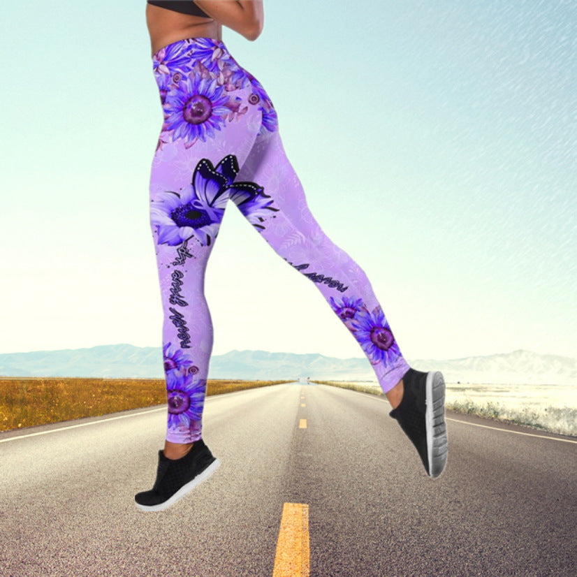 Sexy Butterfly Design High Waist Yoga Leggings-Activewear-Light Purple-S-Free Shipping Leatheretro