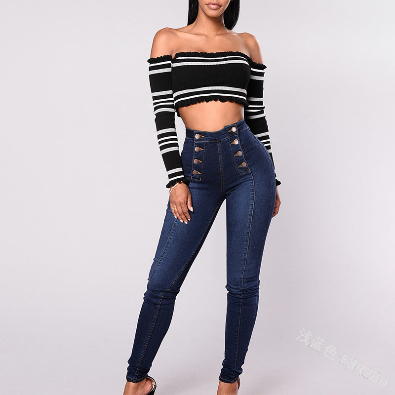 Sexy Slim Elastic Women Jeans-Pants-Black-S-Free Shipping Leatheretro
