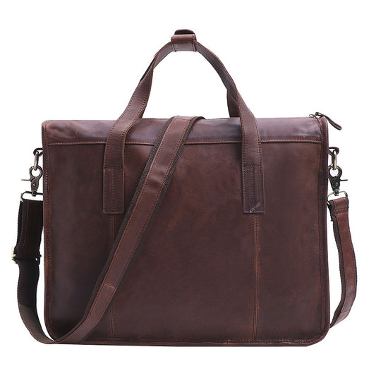 Simple Vintage Leather Business Briefcase J6495-Leateher Briefcase-Coffee-Free Shipping Leatheretro