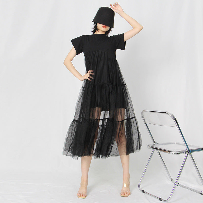 Elegant Summer Tulle Summer Dresses-Dresses-Black-One Size-Free Shipping Leatheretro