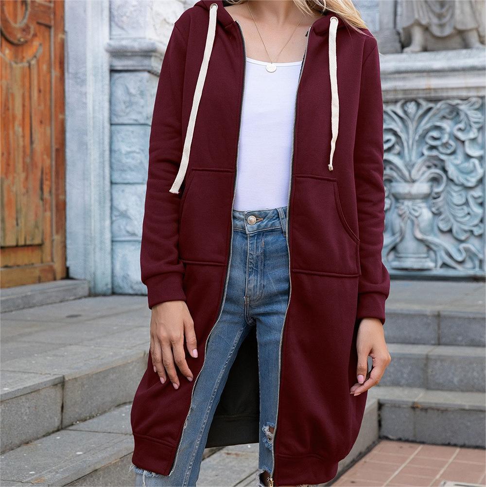 Casual Loose Plus Sizes Hoodies-Shirts & Tops-Wine Red-S-Free Shipping Leatheretro