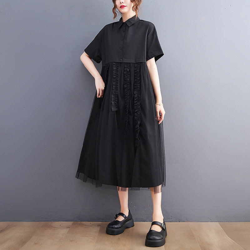 Sexy Summer Tulle Black A Line Long Shirts Dresses-Dresses-Black-One Size-Free Shipping Leatheretro