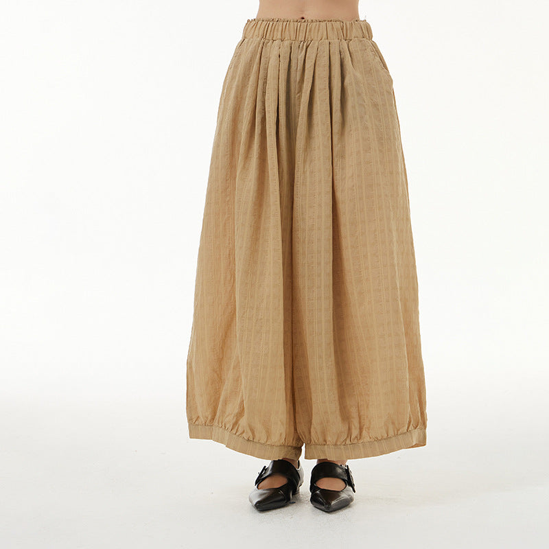 Vintage Designed Plus Sizes Summer Wide Legs Pants-Pants-Khaki-One Size-Free Shipping Leatheretro