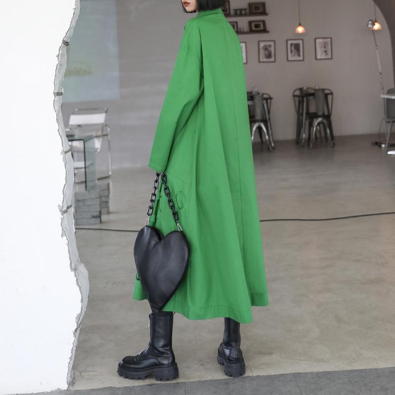 Women Long Sleeves Loose Hollow Out Long Dresses-Cozy Dresses-Green-One Size-Free Shipping Leatheretro